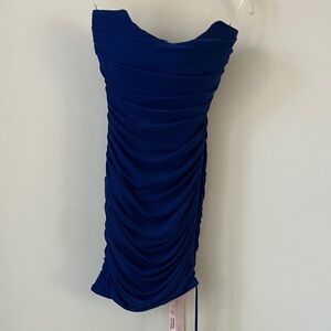Oh Polly Batch A Strapless Royal Blue Bodycon Mini Dress NWT UK6/US2 and UK8/US4